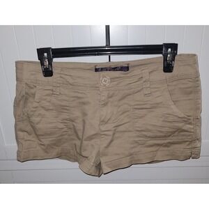 WallFlower Khaki Chino Shorts Tan Stretch Twill‎ Low Rise Size 7 RN120246 y2k